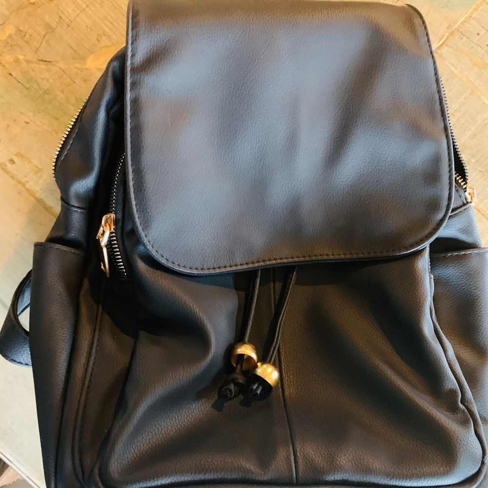 Black Leather-Like backpack/purse in like new condition